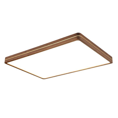 Modern Wooden Slim Walnut Color LED Flush Mount Light