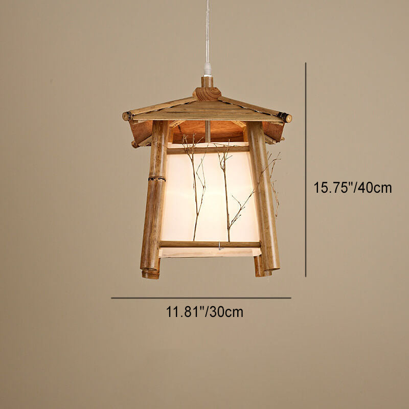 Traditional Japanese Bamboo Weaving Metal 1-Light Pendant Light