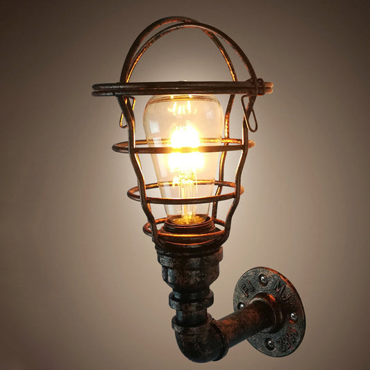 Contemporary Industrial Iron European Retro Water Pipe 1-Light Wall Sconce Lamp