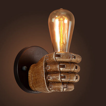 Contemporary Industrial Fist-shape Iron Resin 1-Light Wall Sconce Lamp For Living Room & Bedroom
