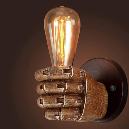 Contemporary Industrial Fist-shape Iron Resin 1-Light Wall Sconce Lamp For Living Room & Bedroom