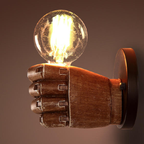 Contemporary Industrial Fist-shape Iron Resin 1-Light Wall Sconce Lamp For Living Room & Bedroom
