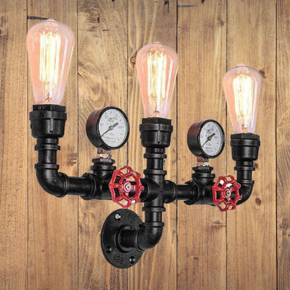 Industrial Retro Creative Metal Pipe 2/3 Light Wall Sconce Lamps