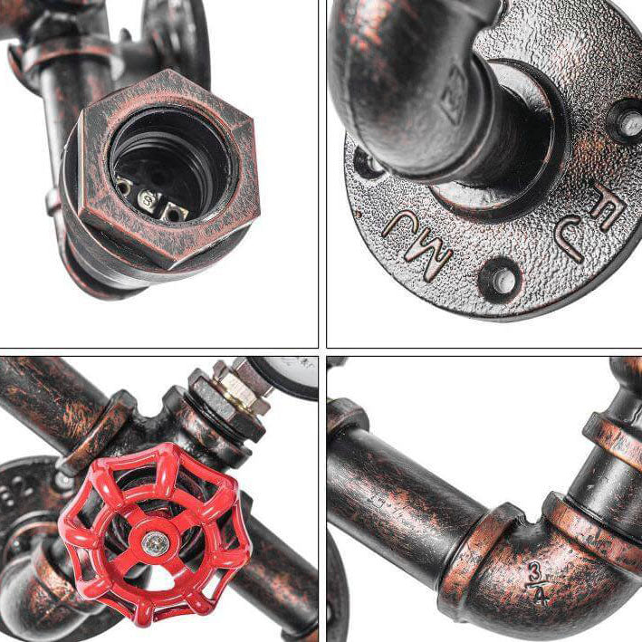 Industrial Retro Creative Metal Pipe 2/3 Light Wall Sconce Lamps