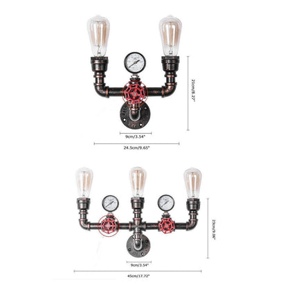 Industrial Retro Creative Metal Pipe 2/3 Light Wall Sconce Lamps