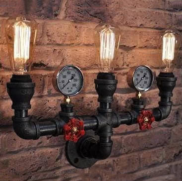 Industrial Retro Creative Metal Pipe 2/3 Light Wall Sconce Lamps