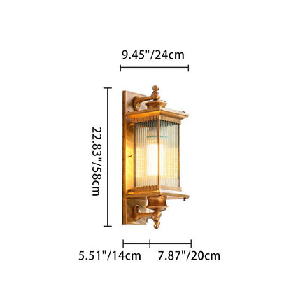 Retro Rectangular 1-Light Outdoor Waterproof Wall Sconce Lamp