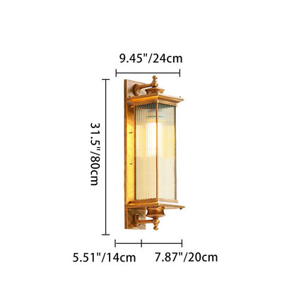 Retro Rectangular 1-Light Outdoor Waterproof Wall Sconce Lamp