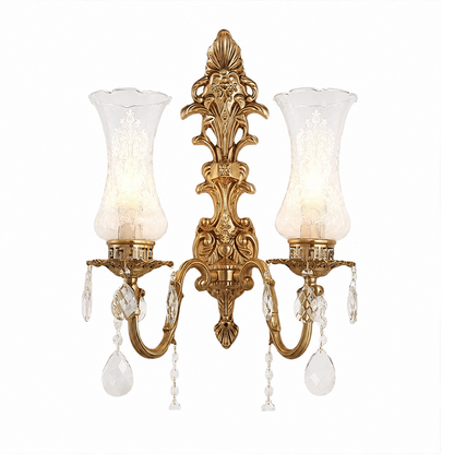 Traditional French Crystal Candelabra Brass 1/2 Light Wall Sconce Lamp