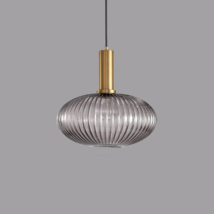 Minimalist Striped Glass Lantern 1-Light Pendant Light