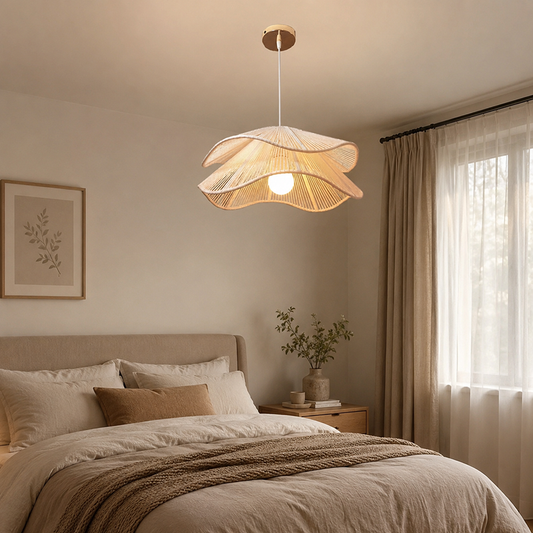 Traditional Vintage Corrugated Hemp Rope Double Layer 1-Light Pendant Light For Dining Room