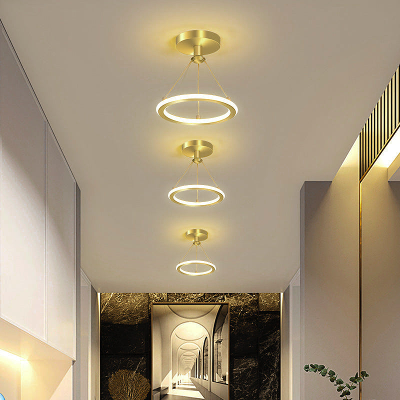 Modern Simplicity Aluminum Circle Strip LED Semi-Flush Mount Ceiling Light For Hallway