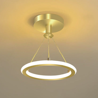 Modern Simplicity Aluminum Circle Strip LED Semi-Flush Mount Ceiling Light For Hallway