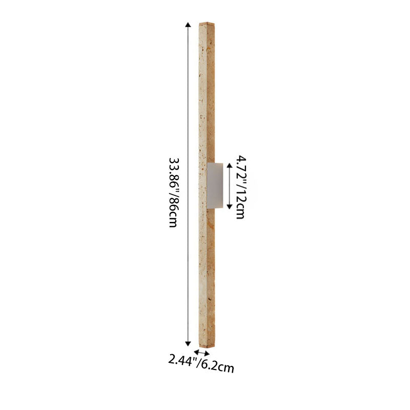 Japanese Wabi-Sabi Yellow Travertine Long Strip LED Wall Sconce Lamp