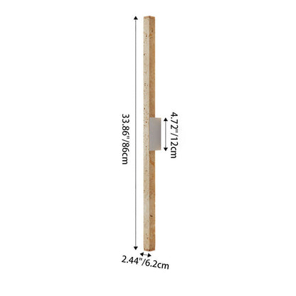 Japanese Wabi-Sabi Yellow Travertine Long Strip LED Wall Sconce Lamp