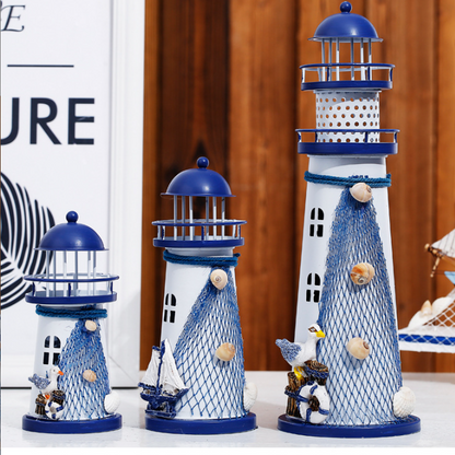 Modern Art Deco Lighthouse Shape Round Iron LED Table Lamp For Bedroom