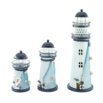 Modern Art Deco Lighthouse Shape Round Iron LED Table Lamp For Bedroom