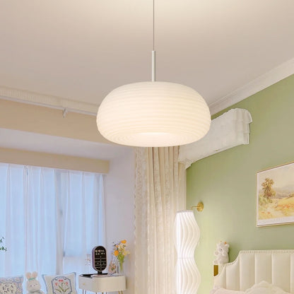 Modern Minimalist Pure White Round Iron PE LED Pendant Light