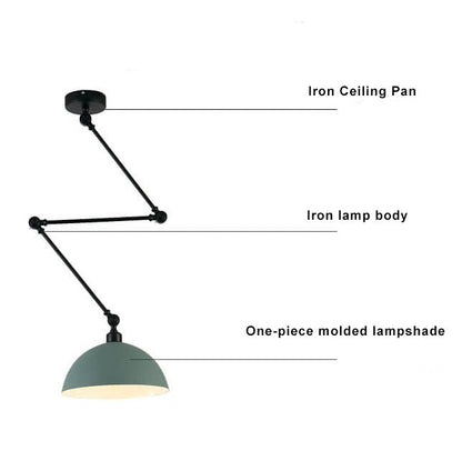 Nordic 1-Light Bowl Extendable Semi-Flush Mount Lighting