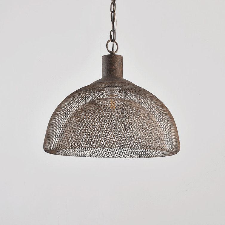 Contemporary Industrial Wrought Iron Hardware Half Round Aged 1-Light Pendant Light For Living Room