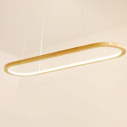 Modern Minimalist Wooden Linear Round 1-Light LED Chandeliers