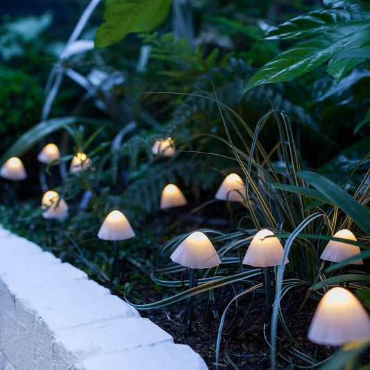 Contemporary Creative Plastic Solar LED Mushroom Lights String Lights For Outdoor Patio