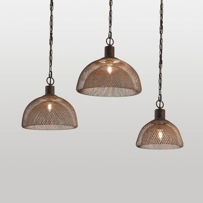 Contemporary Industrial Wrought Iron Hardware Half Round Aged 1-Light Pendant Light For Living Room
