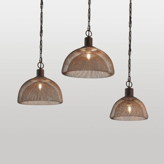 Contemporary Industrial Wrought Iron Hardware Half Round Aged 1-Light Pendant Light For Living Room