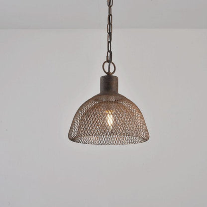 Contemporary Industrial Wrought Iron Hardware Half Round Aged 1-Light Pendant Light For Living Room