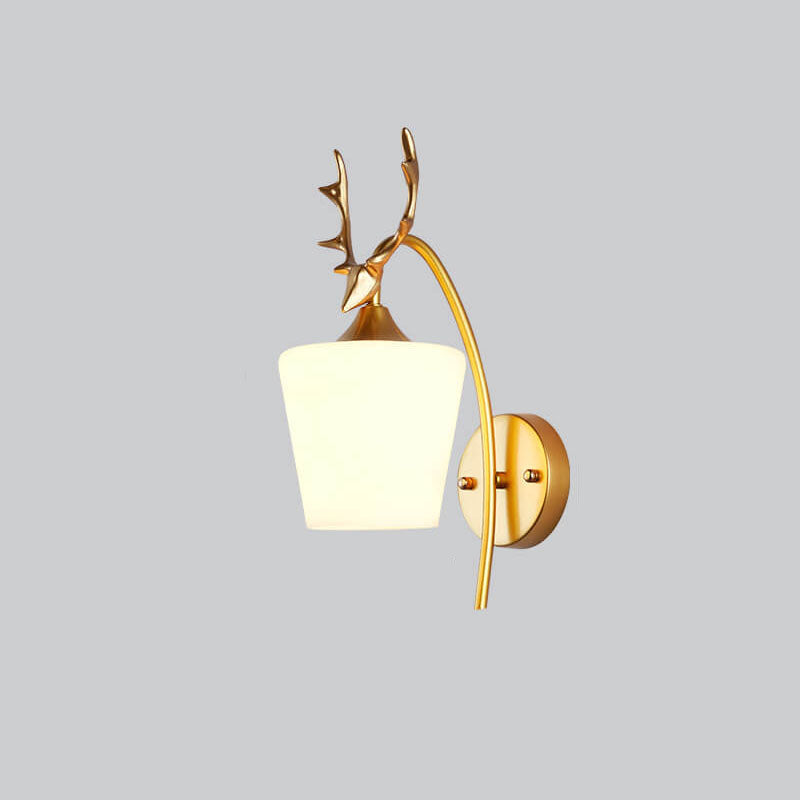 Nordic Creative Antler Glass Cone Shade 1-Light Wall Sconce Lamp for Living Room