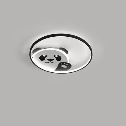 Cartoon Cute Panda Round LED Flush Mount Ceiling Light