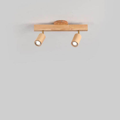 Modern Minimalist Solid Wood Metal Track Lighting LED Semi-Flush Mount Ceiling Light for Living Room