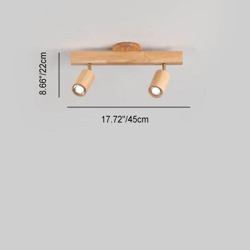 Modern Minimalist Solid Wood Metal Track Lighting LED Semi-Flush Mount Ceiling Light for Living Room
