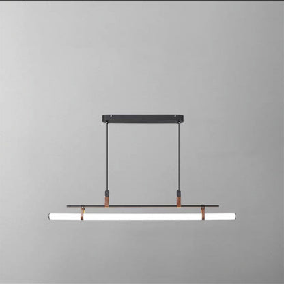Modern Minimalist Long Strip Iron Acrylic Faux Leather LED Island Light Chandelier For Living Room & Dining Room