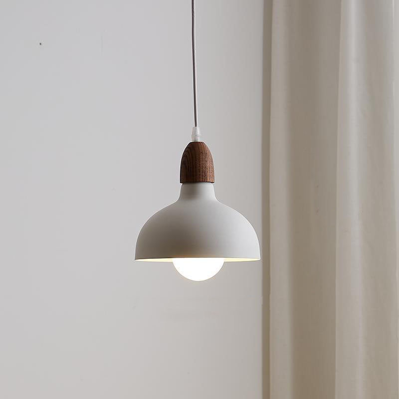 Traditional Japanese Solid Wood Dome Round Hardware 1-Light Pendant Light For Living Room