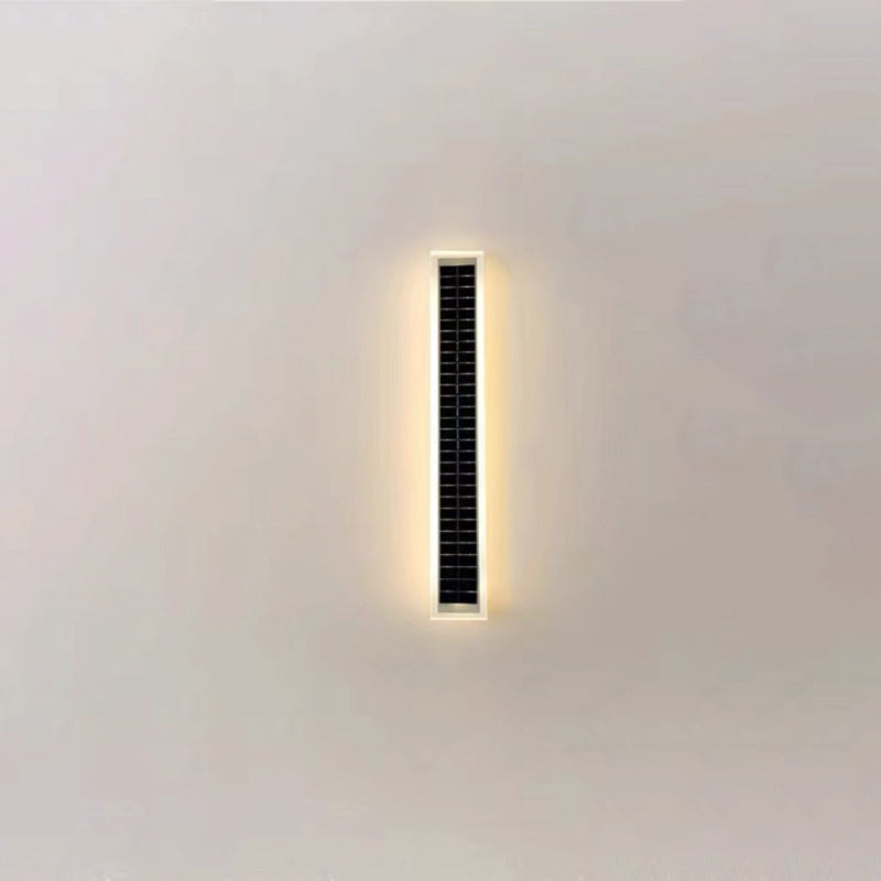 Modern Minimalist Aluminum Acrylic Outdoor Solar Rectangular Strip Waterproof Patio LED Wall Sconce Lamp for Outdoor Patio