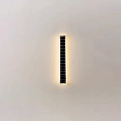 Modern Minimalist Aluminum Acrylic Outdoor Solar Rectangular Strip Waterproof Patio LED Wall Sconce Lamp for Outdoor Patio