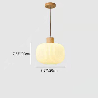 Traditional Japanese Log Solid Wood Strip Glass Jar 1/2/3 Light Island Pendant Light For Living Room