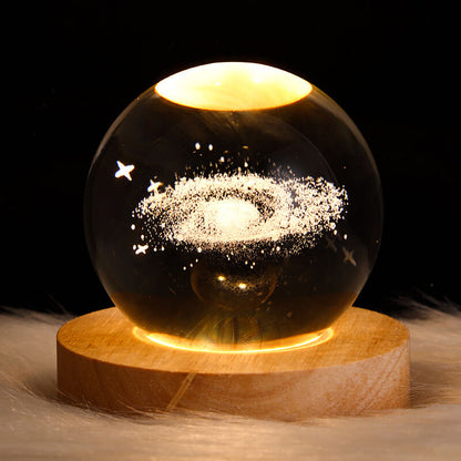 Contemporary Creative Star System Crystal Ball USB LED Night Light Table Lamp For Bedroom