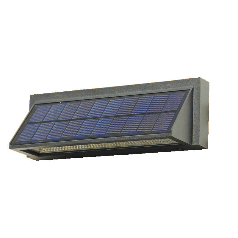 Modern Minimalist Solar Waterproof Aluminum Glass Rectangular Slant LED Patio Wall Sconce Lamp For Outdoor