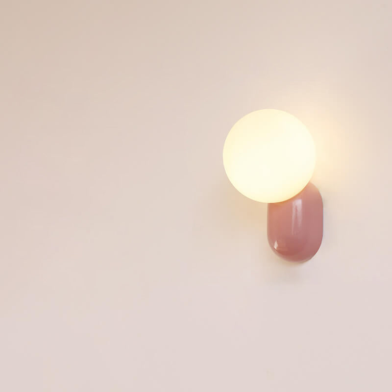 Modern Minimalist Macaron Cream Style Resin Glass Ball 1-Light Wall Sconce Lamp