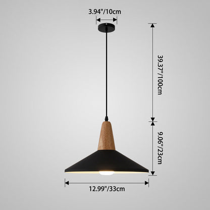 Modern Minimalist Macaron Color Aluminum Solid Wood 1-Light Pendant Light