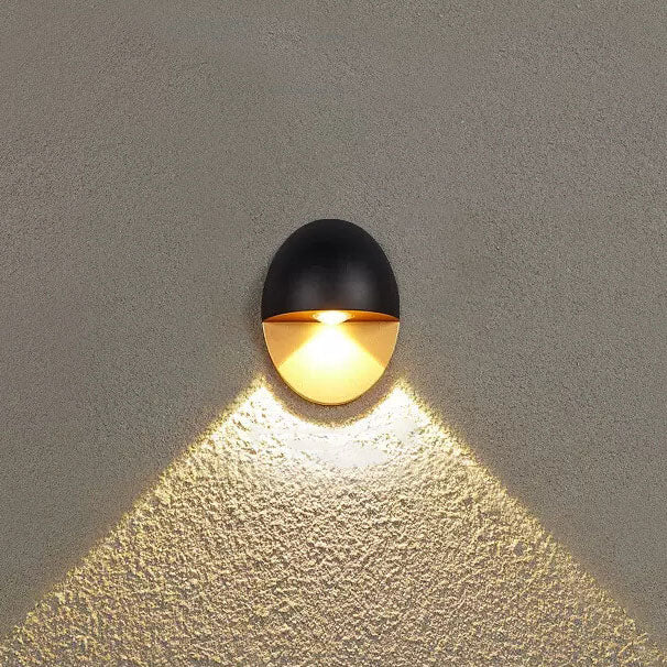 Modern Minimalist Oval Shape Aluminum Outdoor Waterproof LED Wall Sconce Lamp for Outdoor Patio