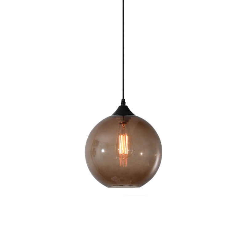 Modern Minimalist Stained Round Glass Iron 1-Light Pendant Light for Living Room
