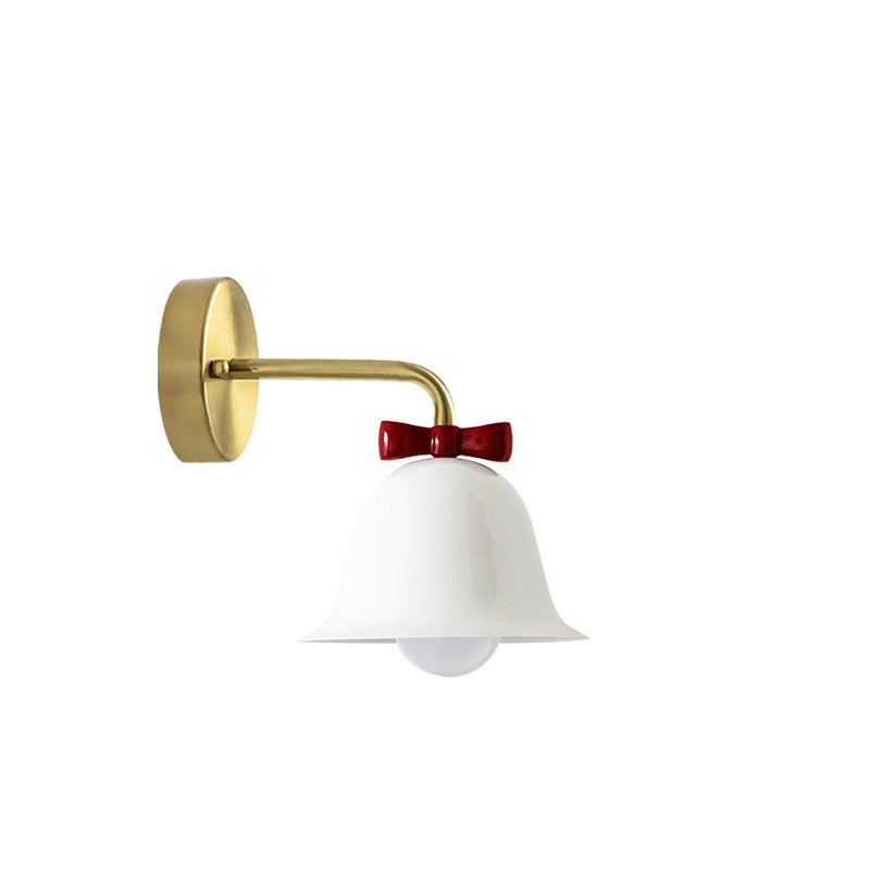 Traditional French Bell Butterfly Round Iron 1-Light Wall Sconce Lamp for Living Room