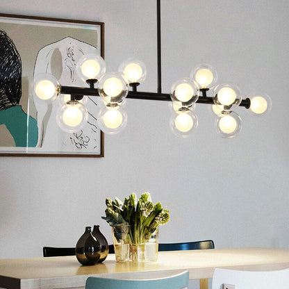 Modern Luxury Magic Bean Iron Glass Ball 16-Light Island Light Chandelier For Dining Room