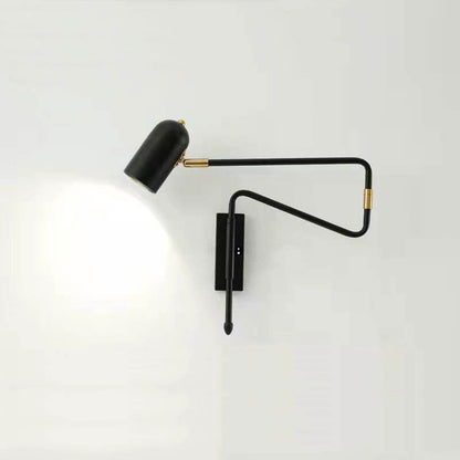 Contemporary Nordic Iron Cylinder Long Pole Swing Arm Wall Sconce Lamp for Bedroom