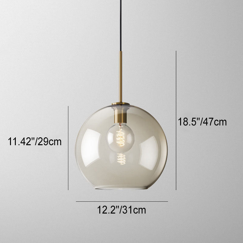 Contemporary Nordic Iron Glass Round Geometric Jar 1-Light Pendant Light For Living Room & Bedroom