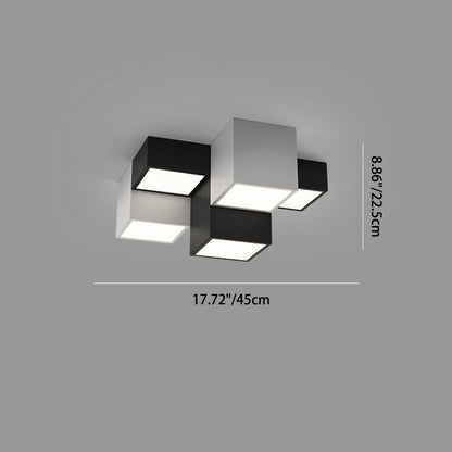 Modern Minimalist Cube Iron Acrylic LED Flush Mount Ceiling Light For Living Room