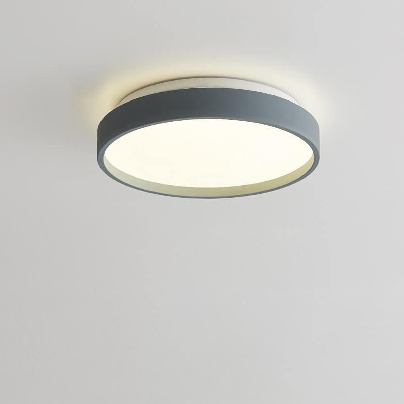 Modern Minimalist Round Solid Color Acrylic Iron LED Flush Mount Ceiling Light For Living Room & Bedroom